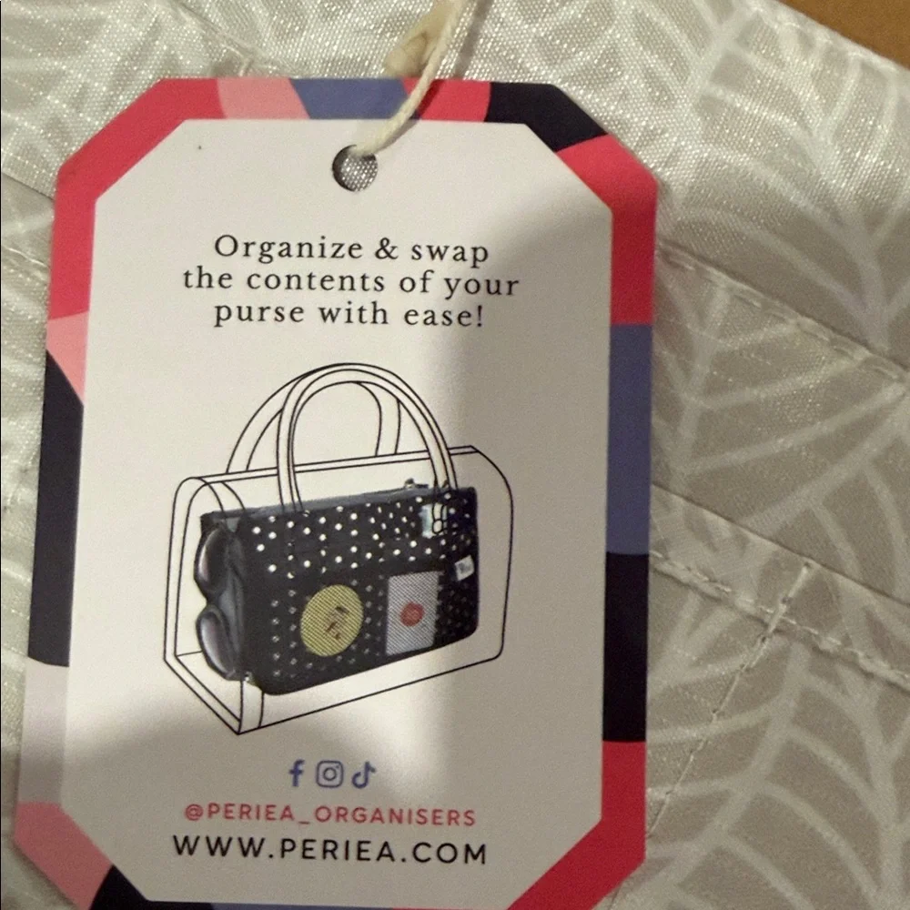 Periea set of 3 Purse Organizers Grey Leaves Brand New - Picture 3 of 7